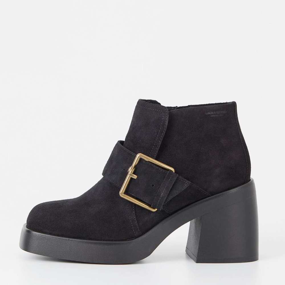 Vagabond Brooke Suedeβ Metal Buckle Square Toe Block Heel 9 39 Black